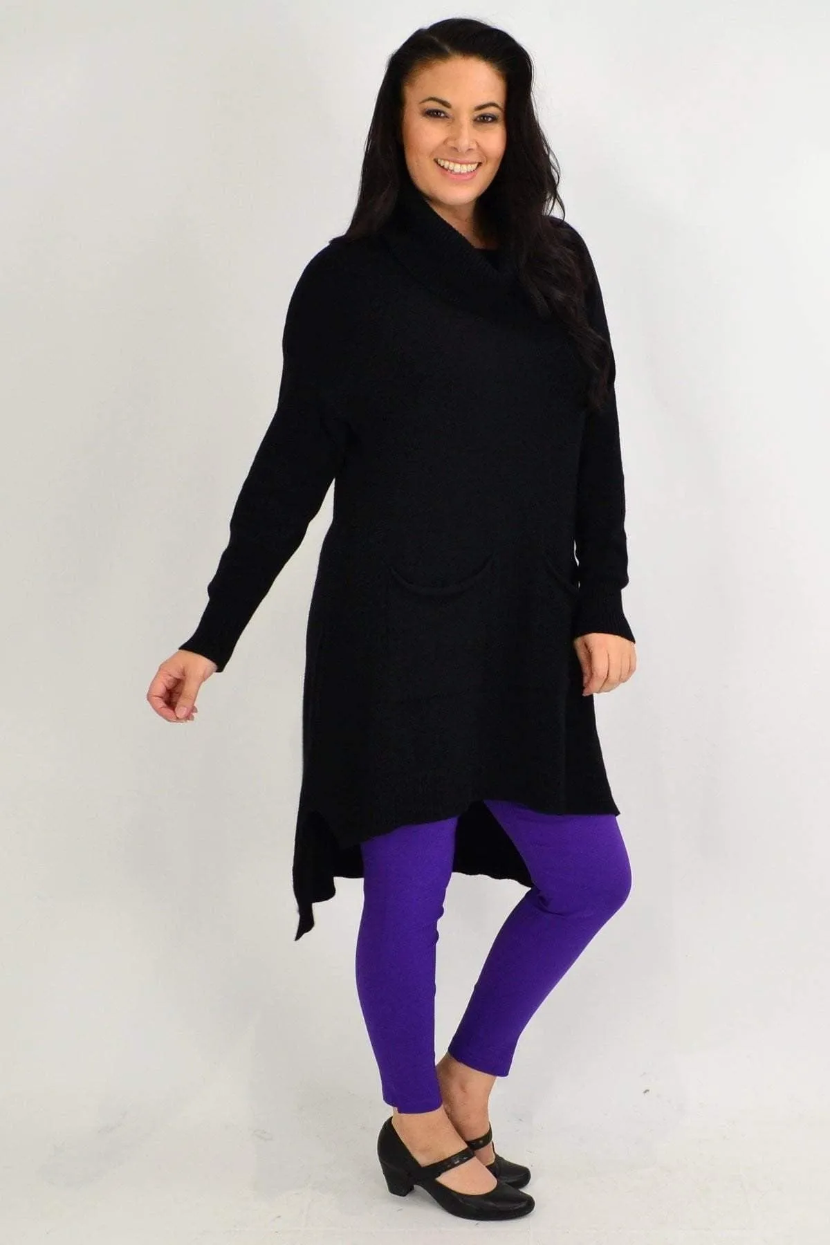 Black Rita Roll Neck Tunic Jumper