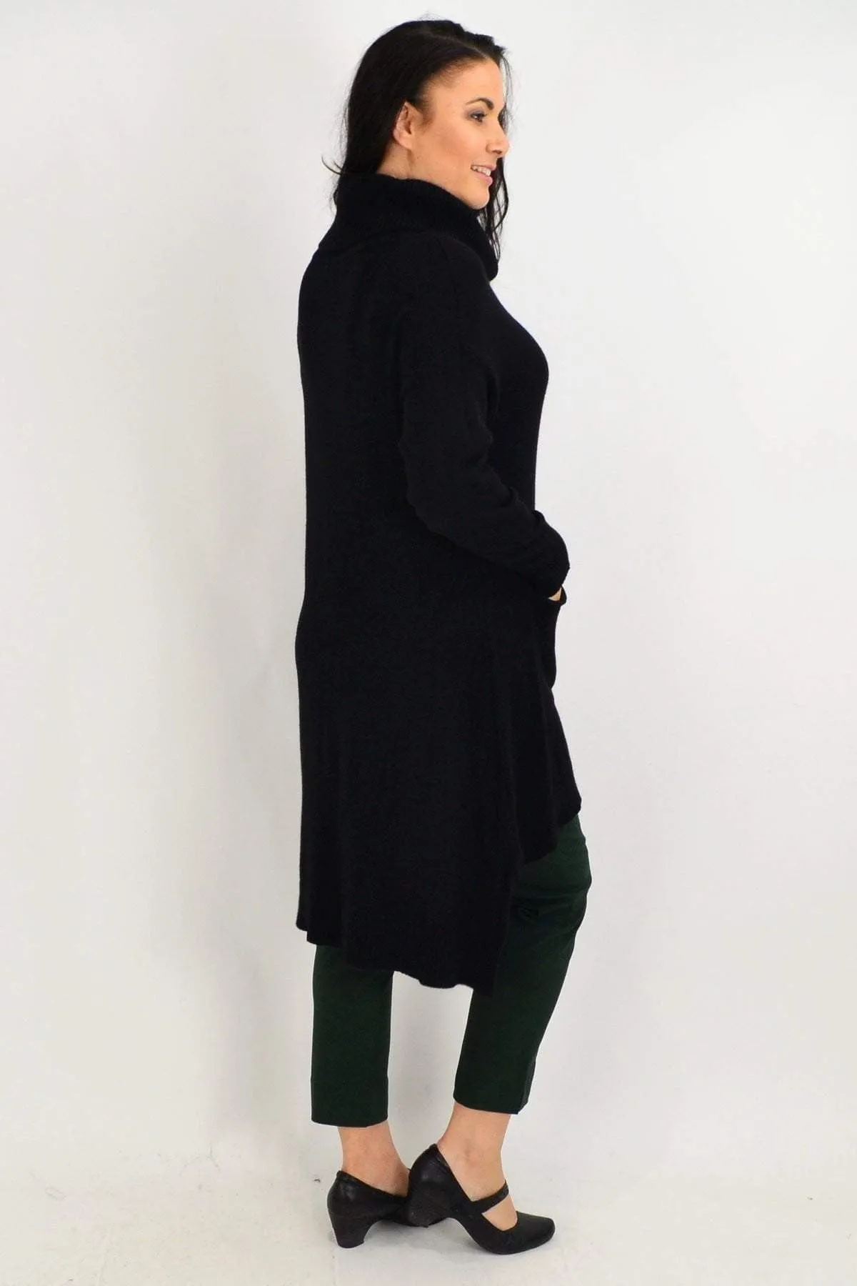 Black Rita Roll Neck Tunic Jumper