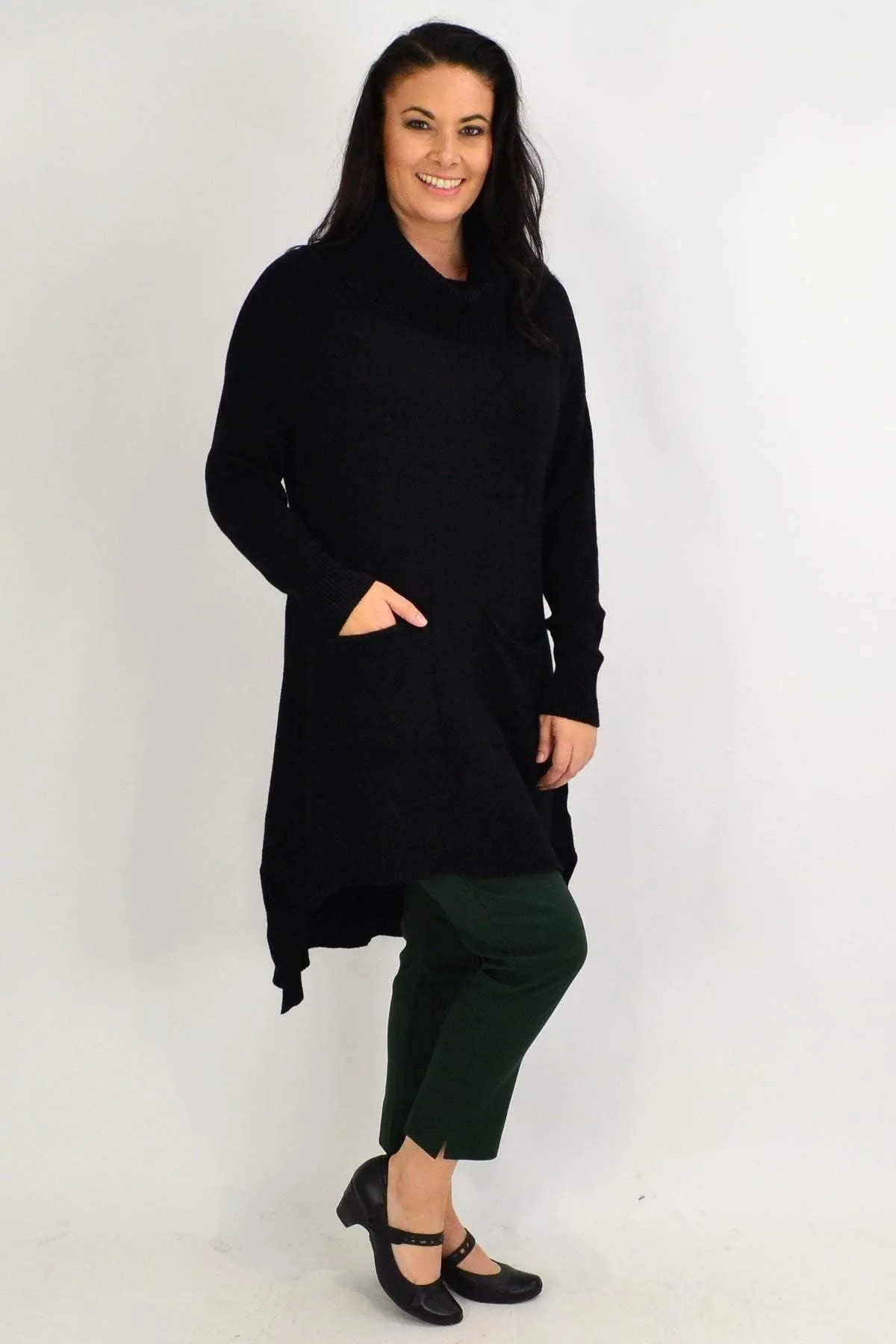 Black Rita Roll Neck Tunic Jumper