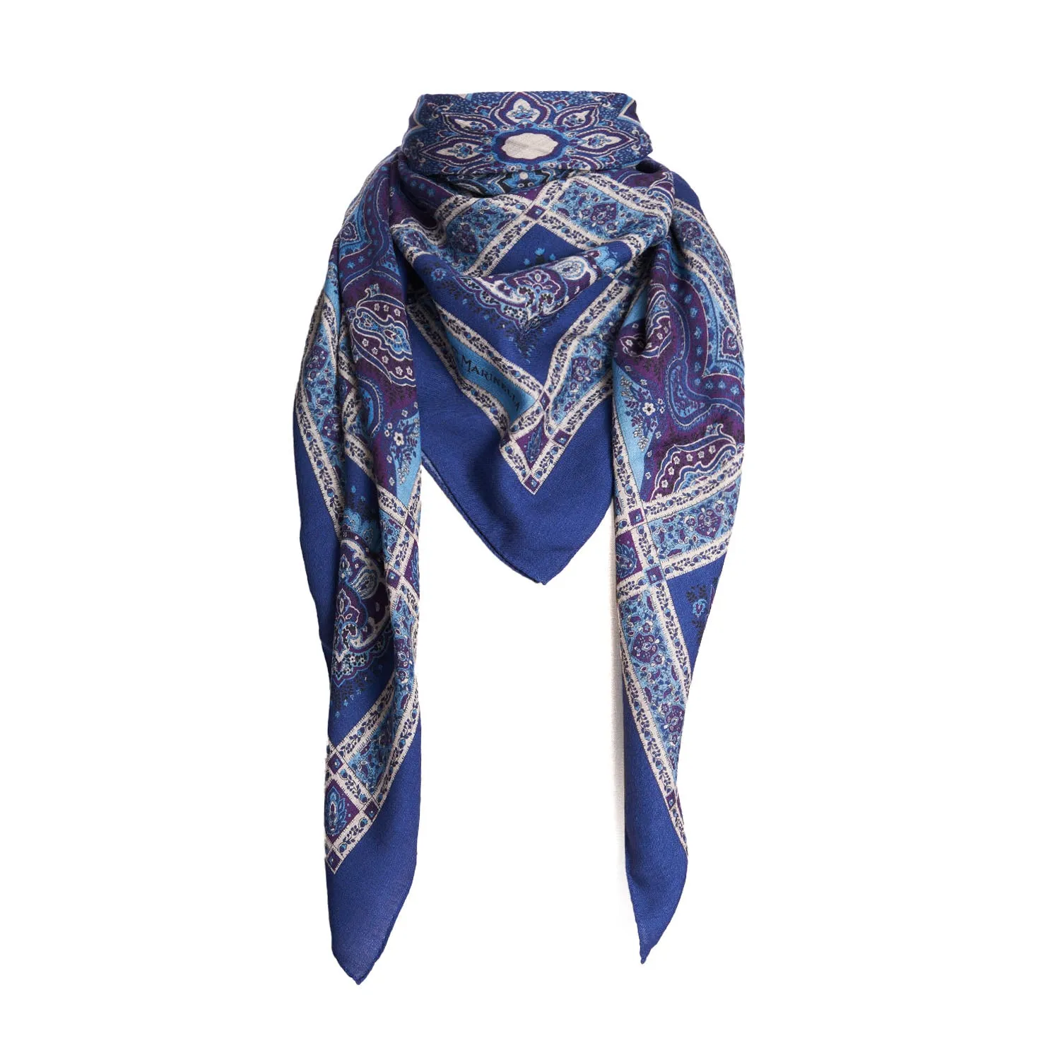 BLUETTE LIGHT AND DARK BLUE WOOL STOLE