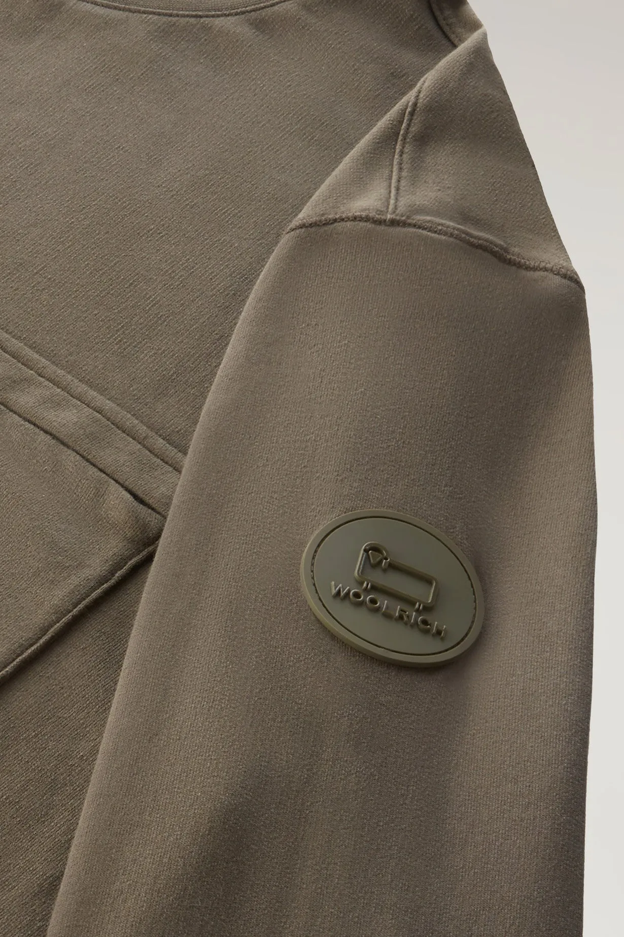 Crewneck In Pure Cotton Fleece With Zip Pocket Dark Green
