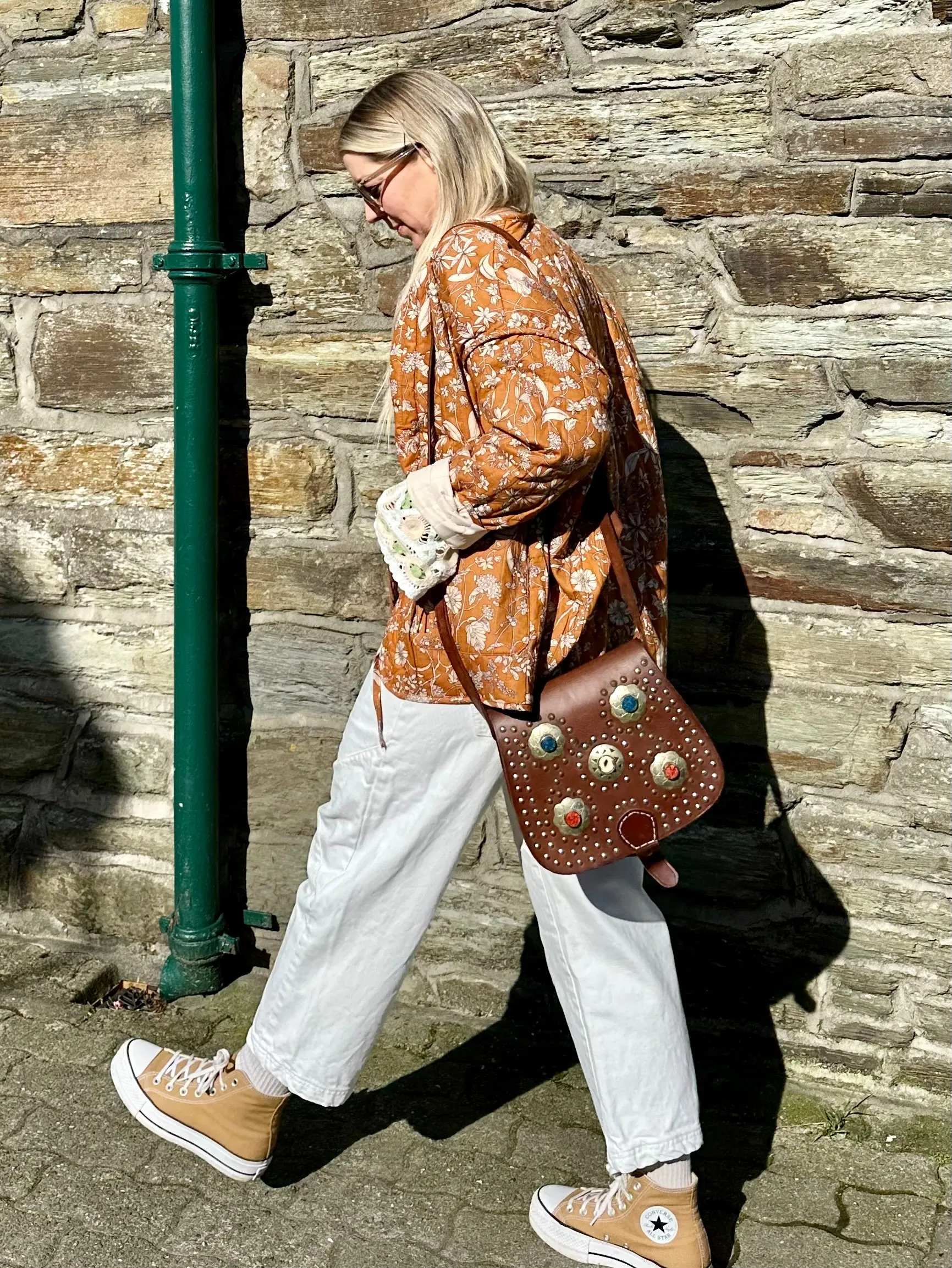 Floral quilted tie jacket