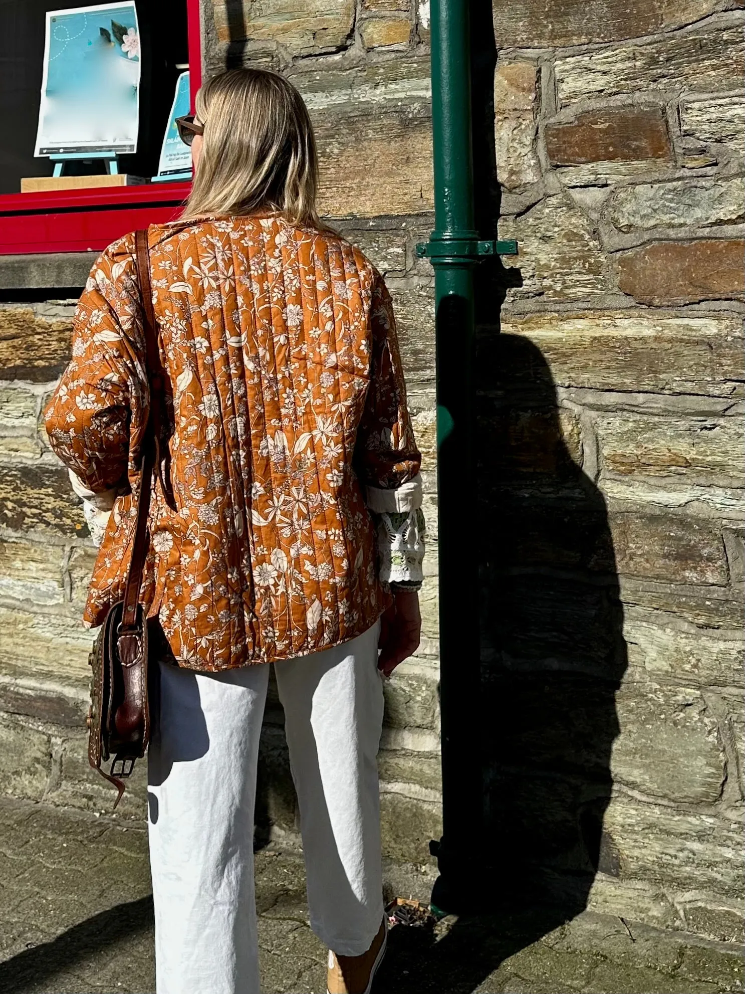 Floral quilted tie jacket