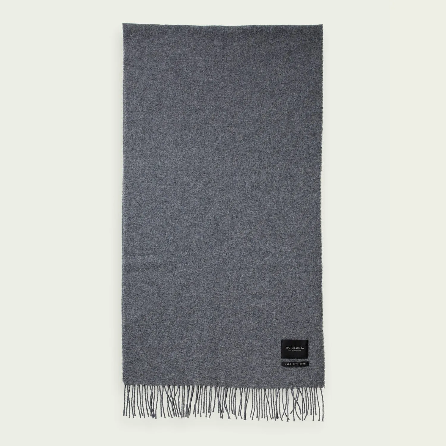 Fringed Woven Wool Scarf (Grey Melange)