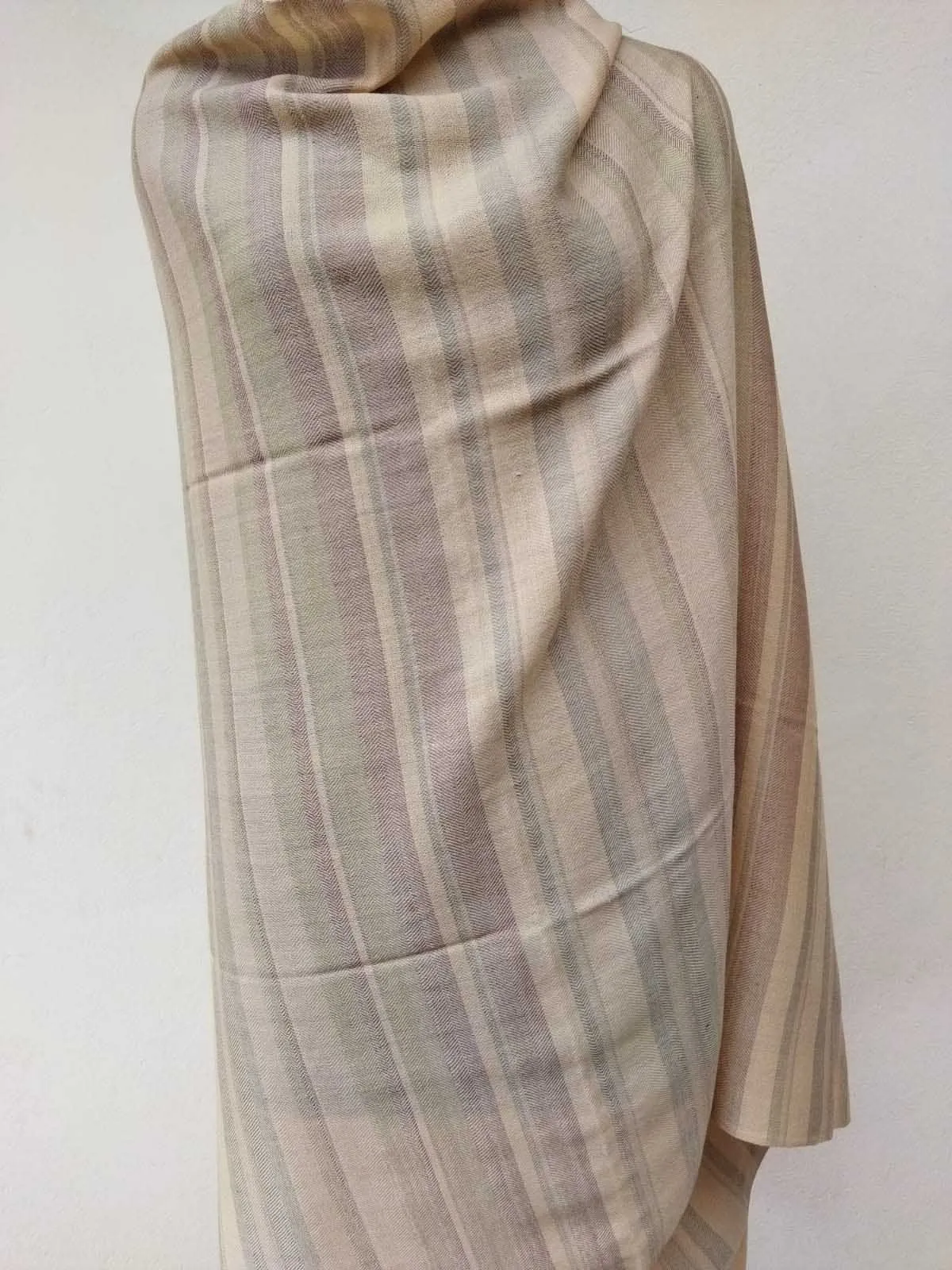 Handwoven Merino Wool Shawl Beige