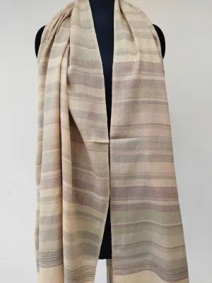Handwoven Merino Wool Shawl Beige
