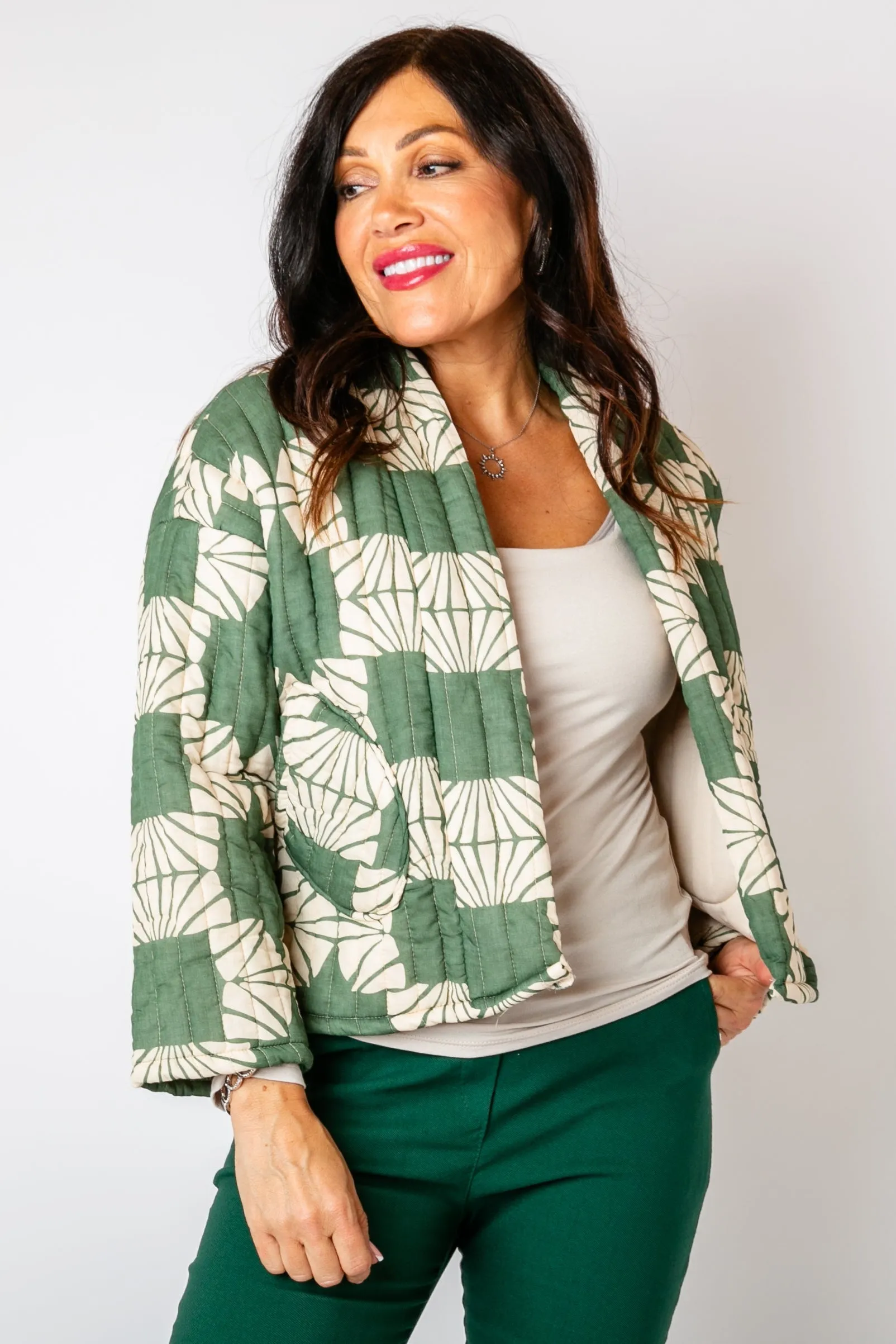 Kimono Pattern Quilted Jacket
