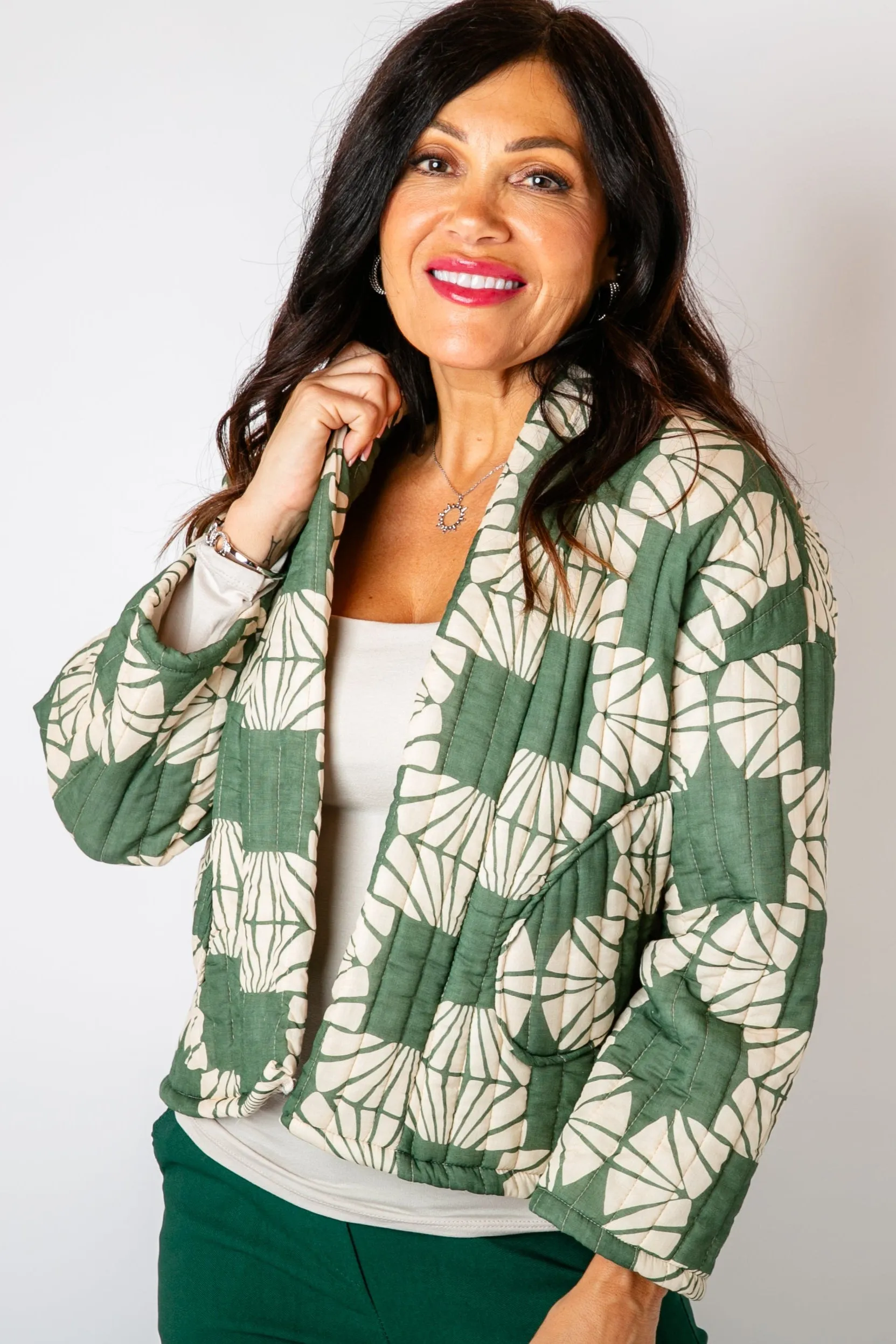 Kimono Pattern Quilted Jacket