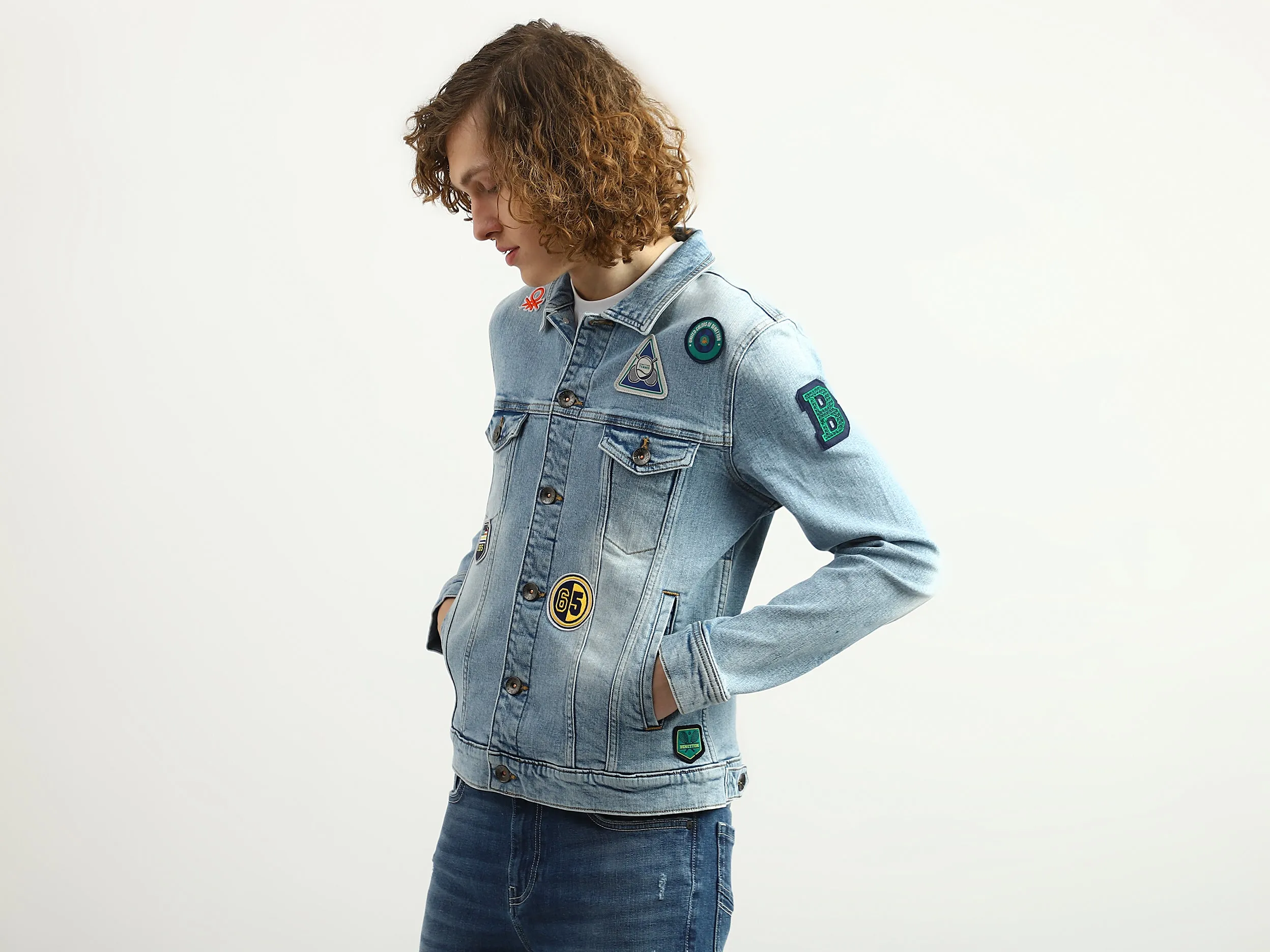 Men Quilted Spread Collar Jacket