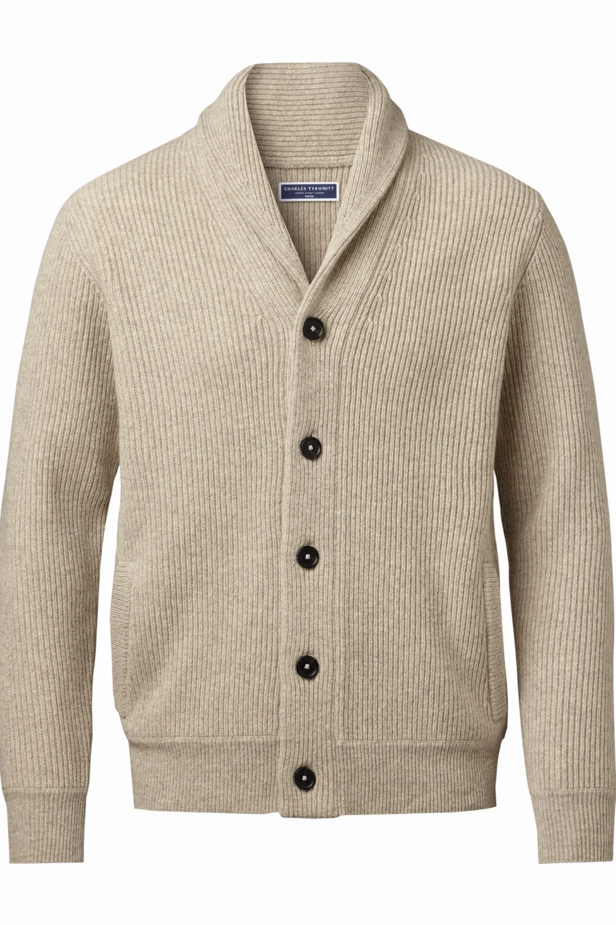Oatmeal Chunky Merino Shawl Neck Cardigan