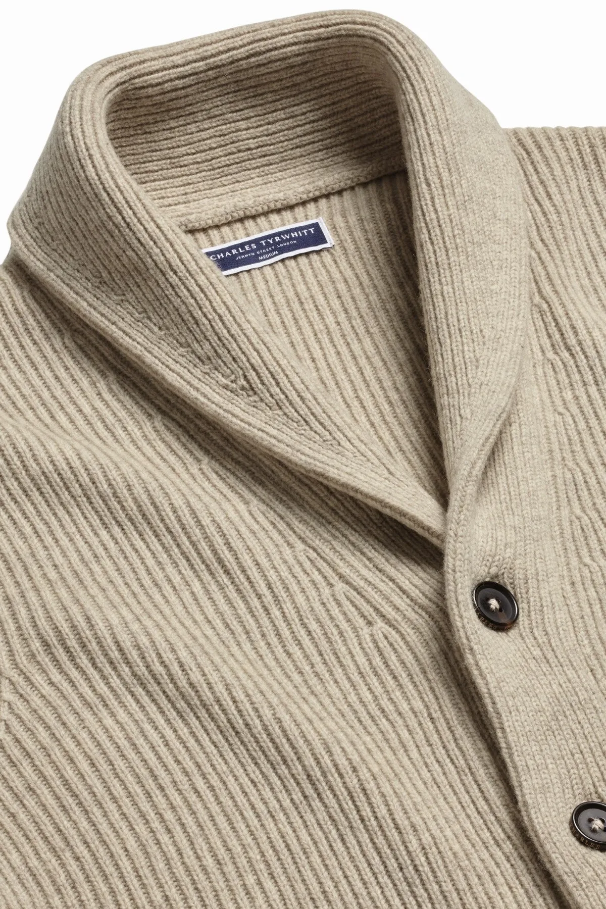 Oatmeal Chunky Merino Shawl Neck Cardigan