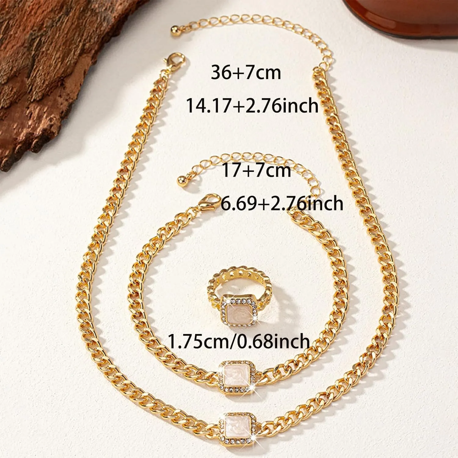 Otxas Chunky Gold Necklace for Women Chunky Heart Necklace and Bracelets Set Puffy Heart Necklace Silver Chunky Necklaces for Women Gold Jewelry Set