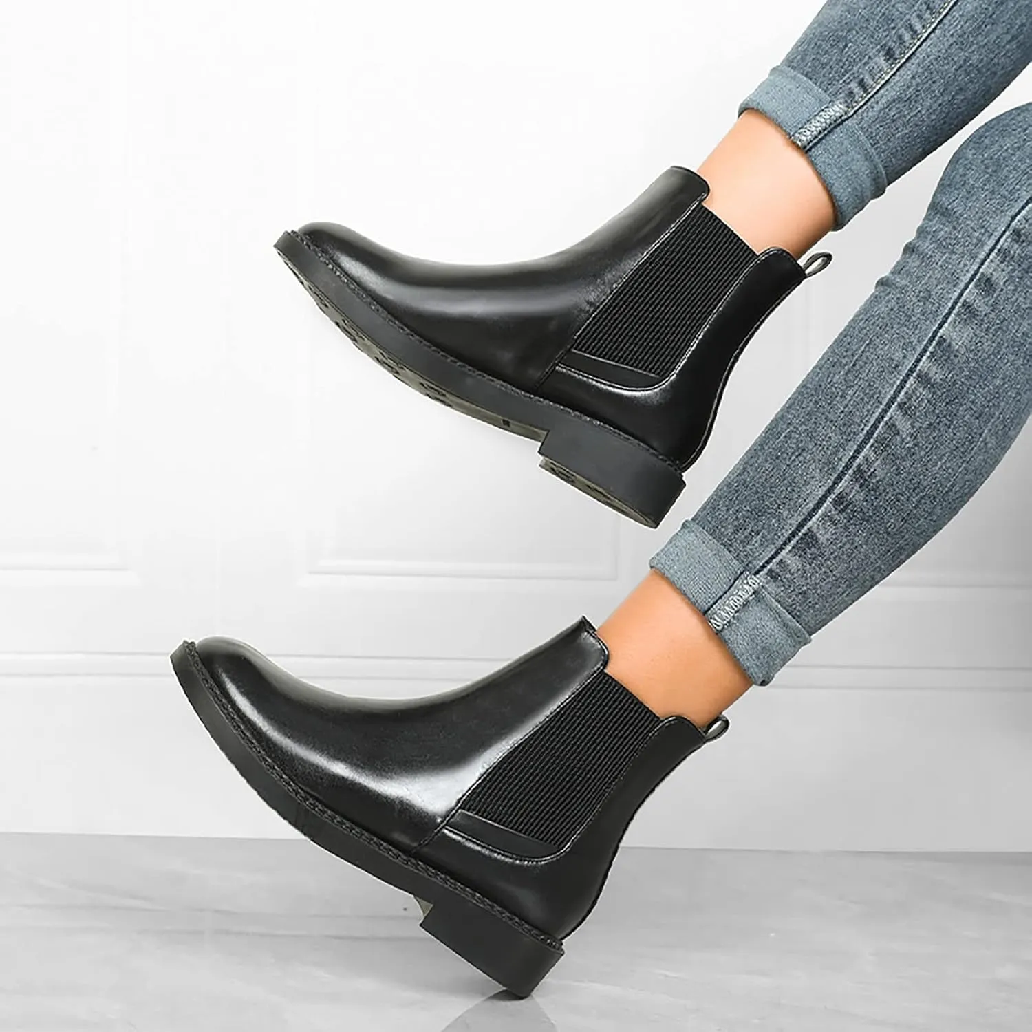 Snow Boots for Women Ankle Womens Western Booties Womens Work Boots Steel Toe Ankle Bootie for Women with Heel Fashion Round Toe Square Toe Slip On Side Zipper